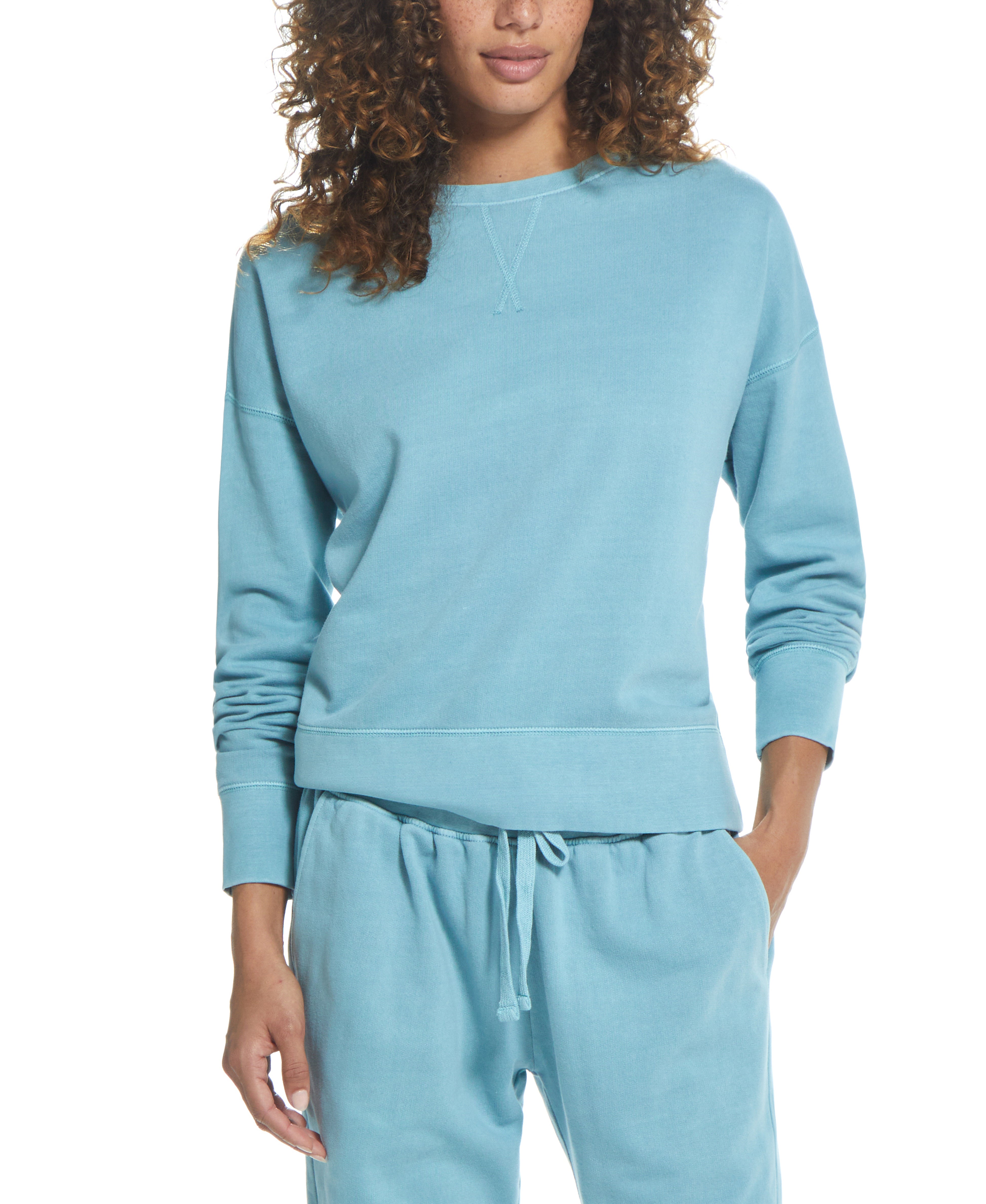 Women'S Sunwashed French Terry Crew In Adriatic Blue