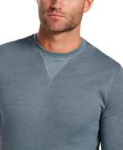 Long Sleeve Waffle Crew in Storm Blue