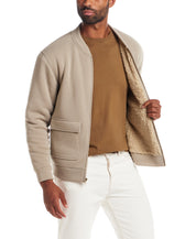 Sherpa Lined Bomber Jacket in Abbey Stone