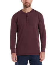 Long Sleeve Brushed Jersey Henley in Fig