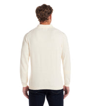Cotton Cashmere Long Sleeve Polo in Ivory - back view of the soft, lightweight knit polo sweater in a classic fit.