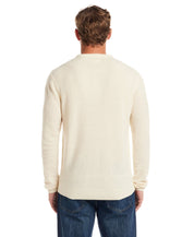 Back view of a soft touch vertical stitch sweater in natural color, showcasing the neat design and comfortable fit.
