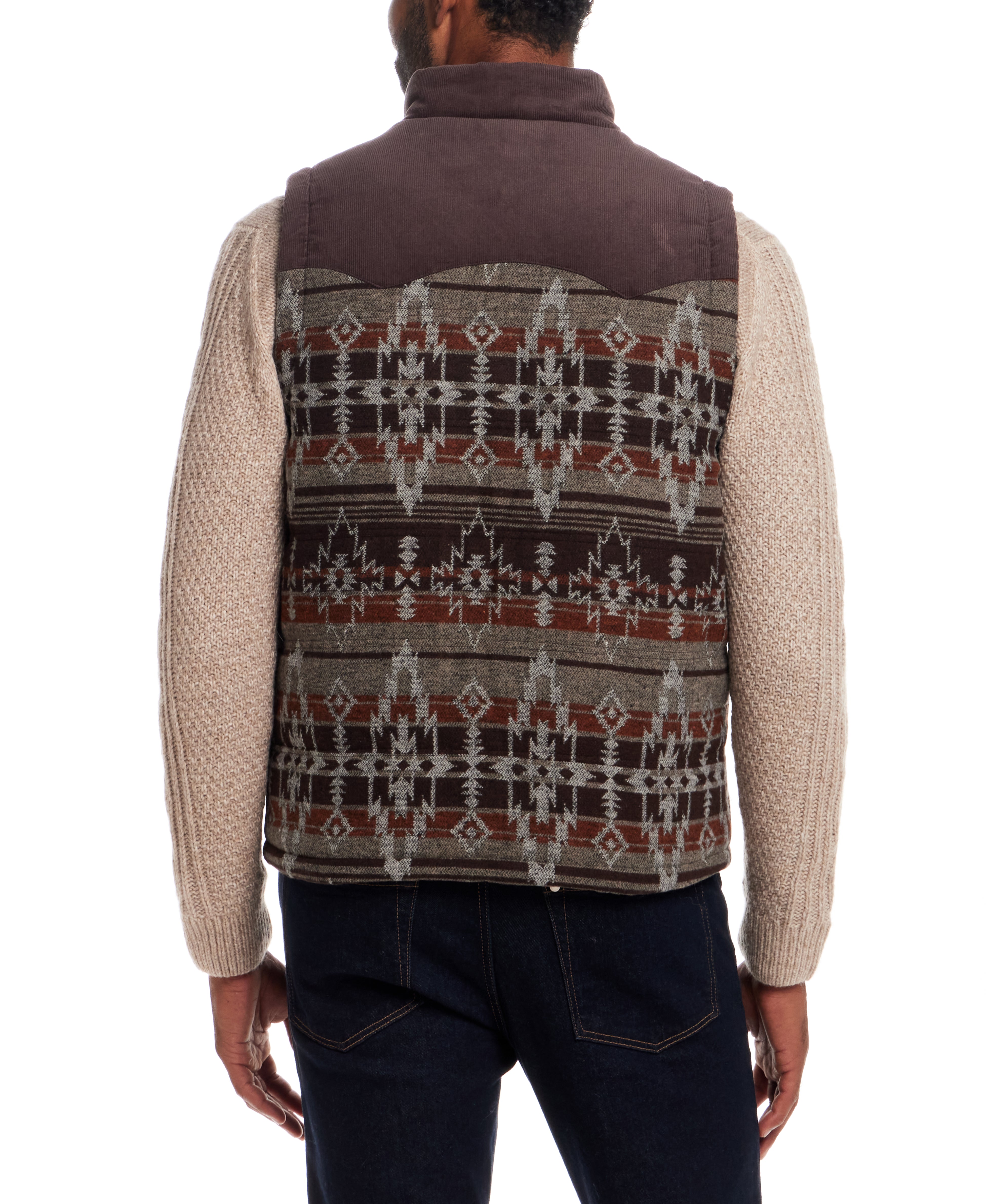 Western Printed Vest in Chocolate Torte