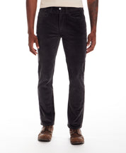Superfine Cord Pants in Forged Iron displayed on a model, featuring a straight-leg cut and fine wale texture.