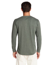 Long Sleeve Brushed Jersey Crew in Duck Green - Back view of a man wearing a soft jersey crewneck in duck green.