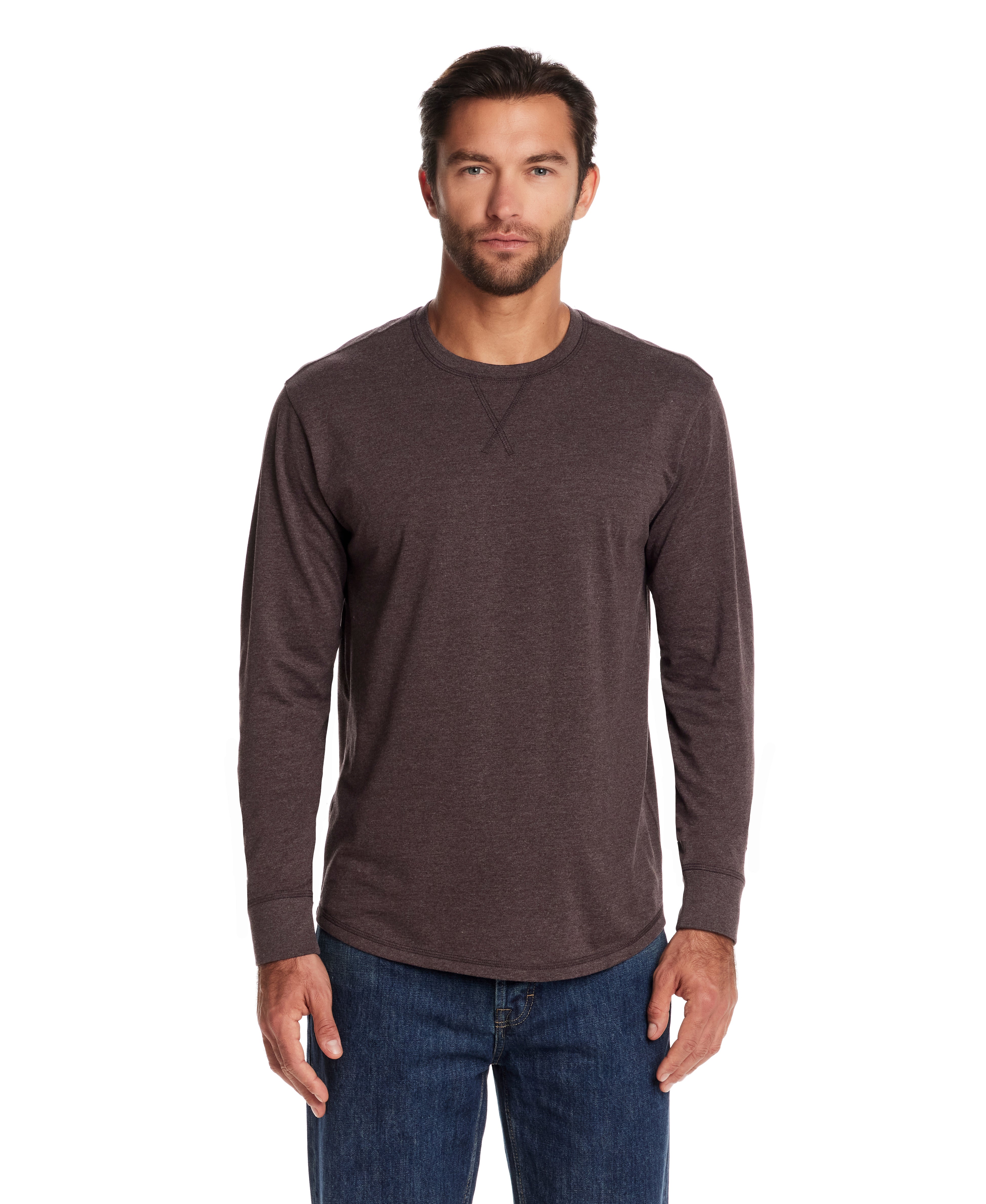 Long Sleeve Brushed Jersey Crew in Mole