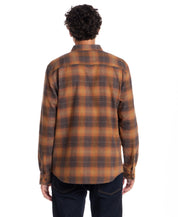 Long Sleeve Brushed Flannel in Pumpkin Spice showcasing its back design and pattern.