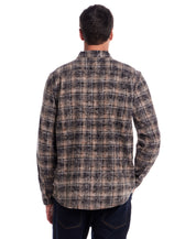 Long Sleeve Chalk Distressed Flannel Plaid in Ebony