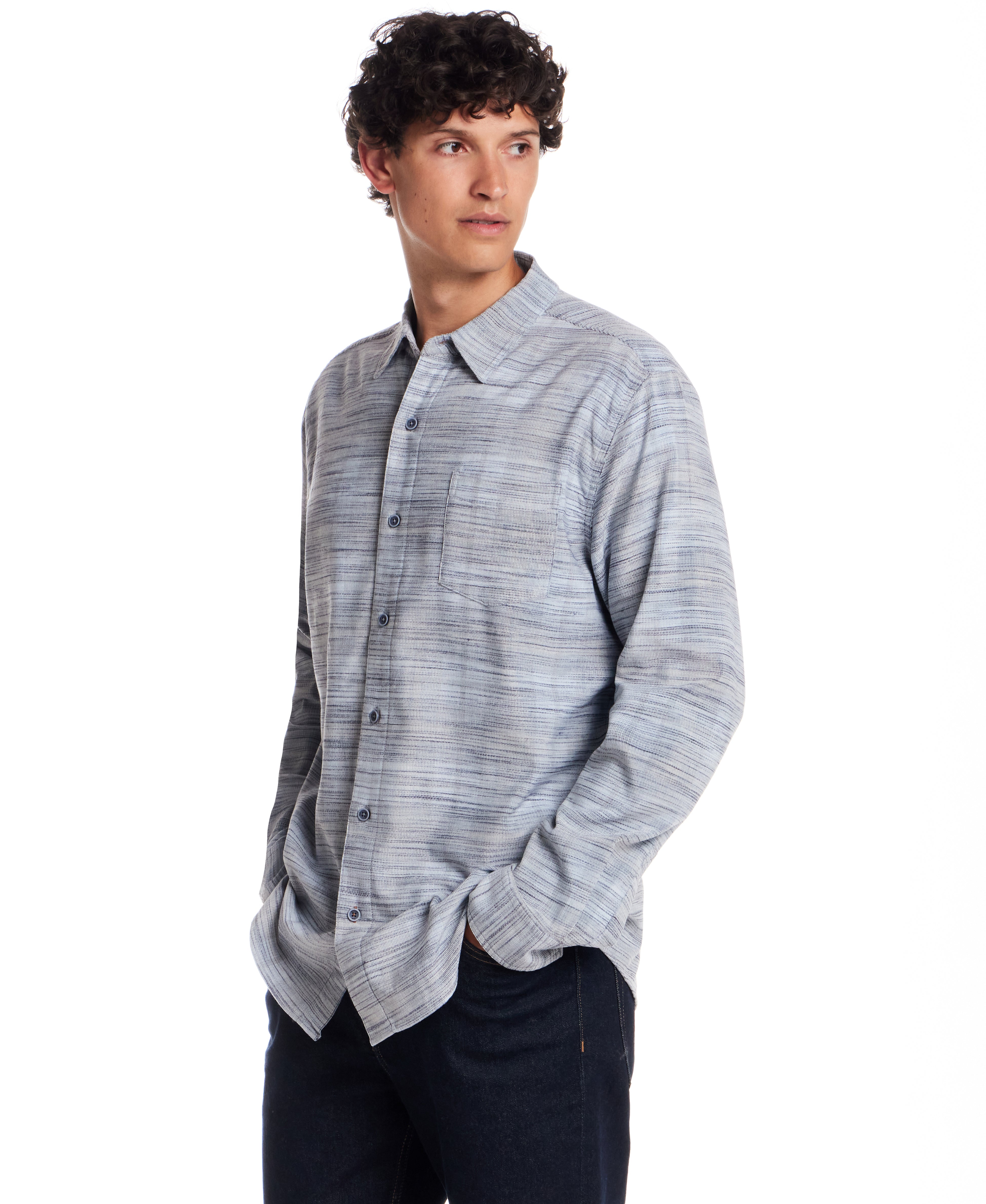 Long Sleeve Space Dye Shirt in Spring Lake