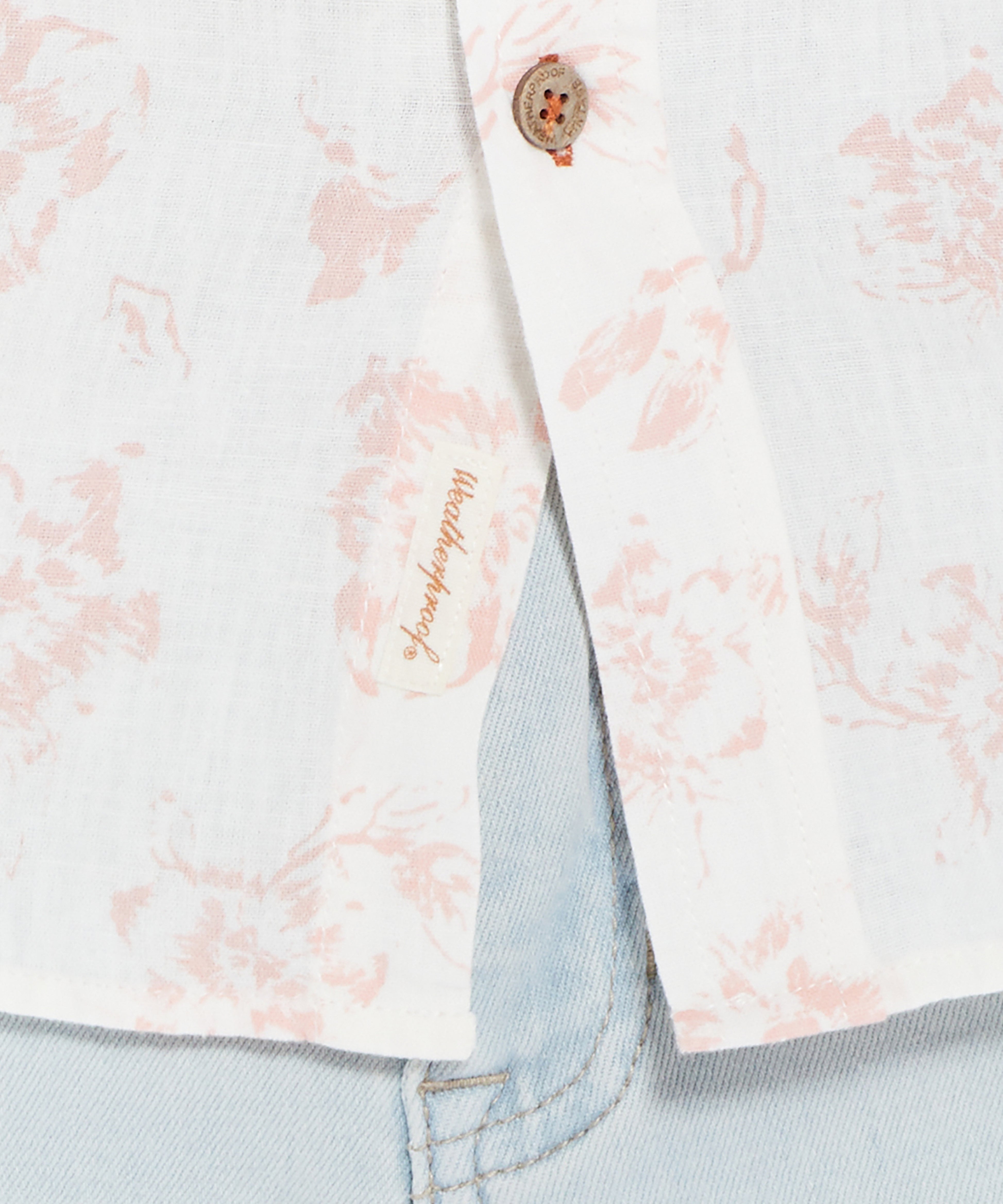 Floral Printed Shirt In Dusted Clay featuring a button down with a floral pattern and relaxed fit.