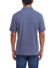 Short Sleeve Jacquard Polo Shirt In Blue