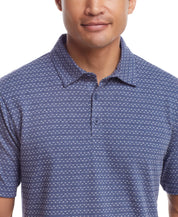 Short Sleeve Jacquard Polo Shirt In Blue