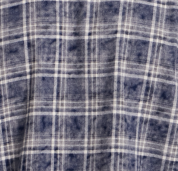 Long Sleeve Chalk Distressed Flannel Plaid in Sargasso Sea