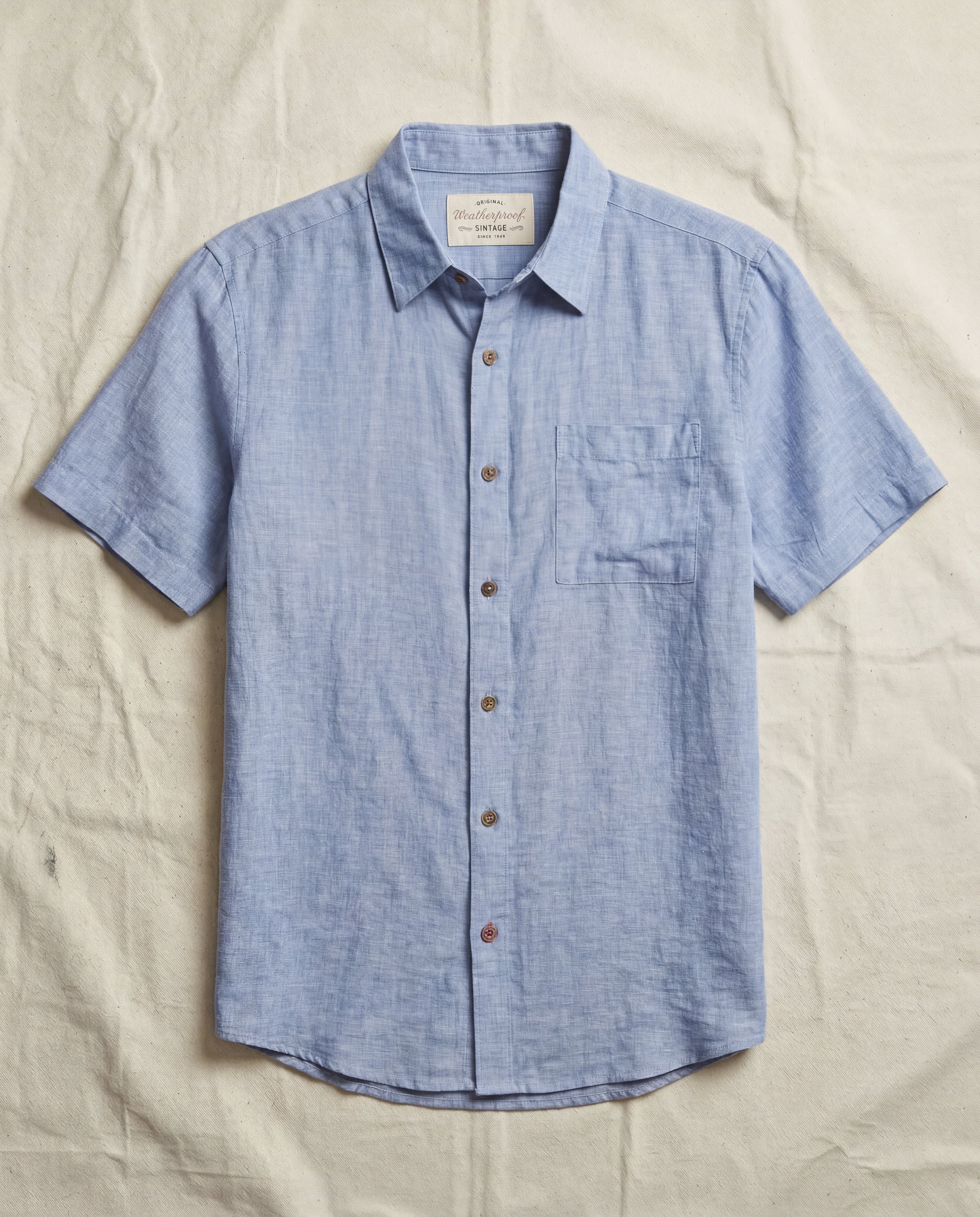 Short Sleeve Linen Shirt in Infinity Blue