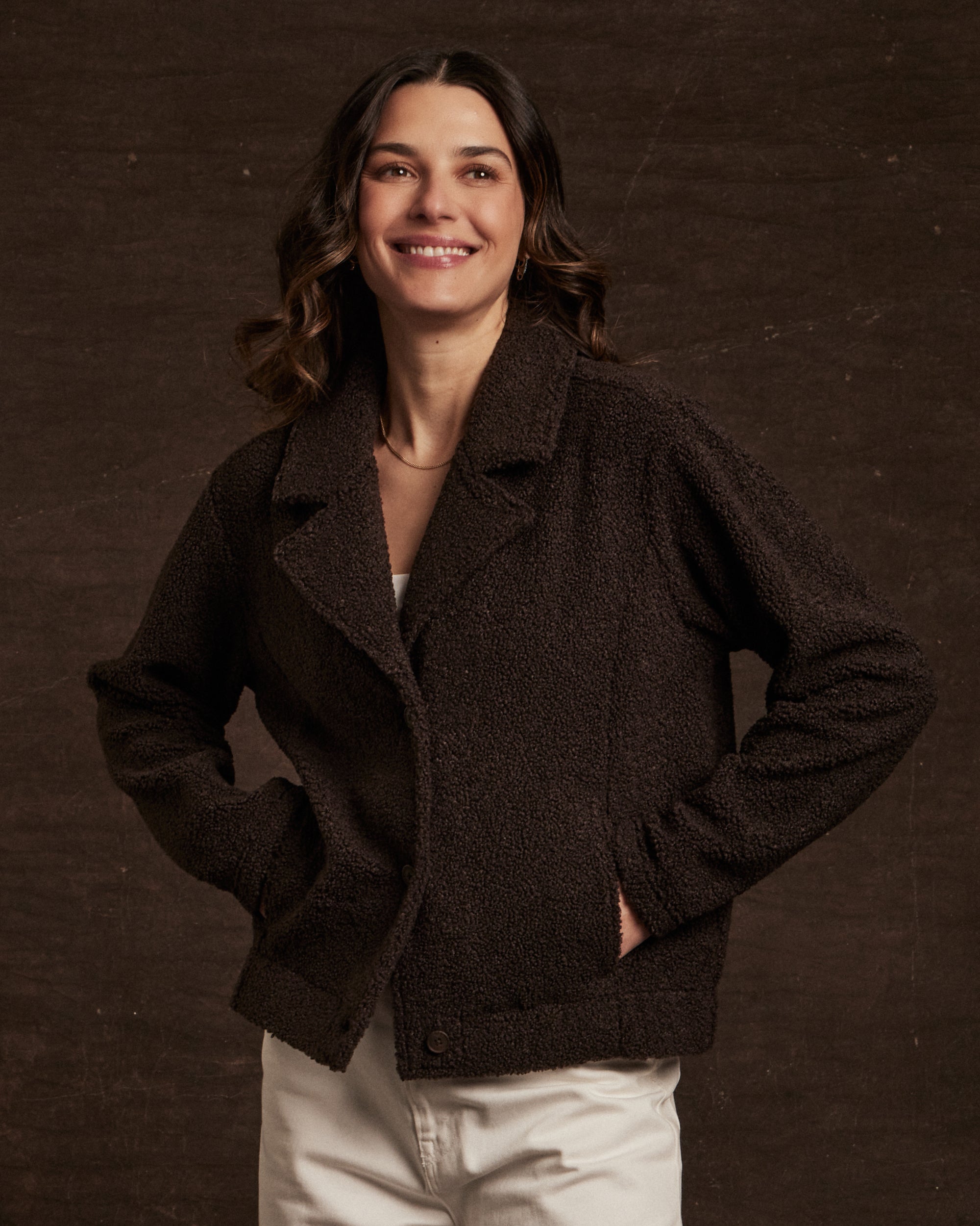 Women's Teddy Fleece Jacket in Chocolate