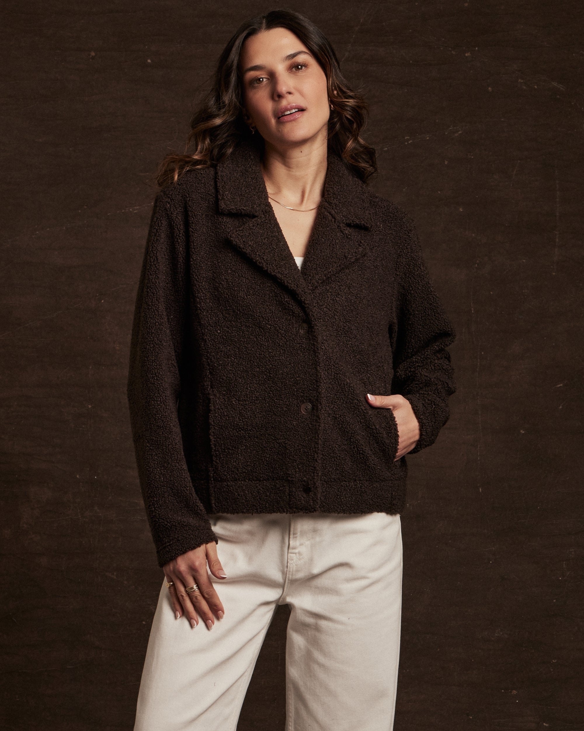 Women's Teddy Fleece Jacket in Chocolate