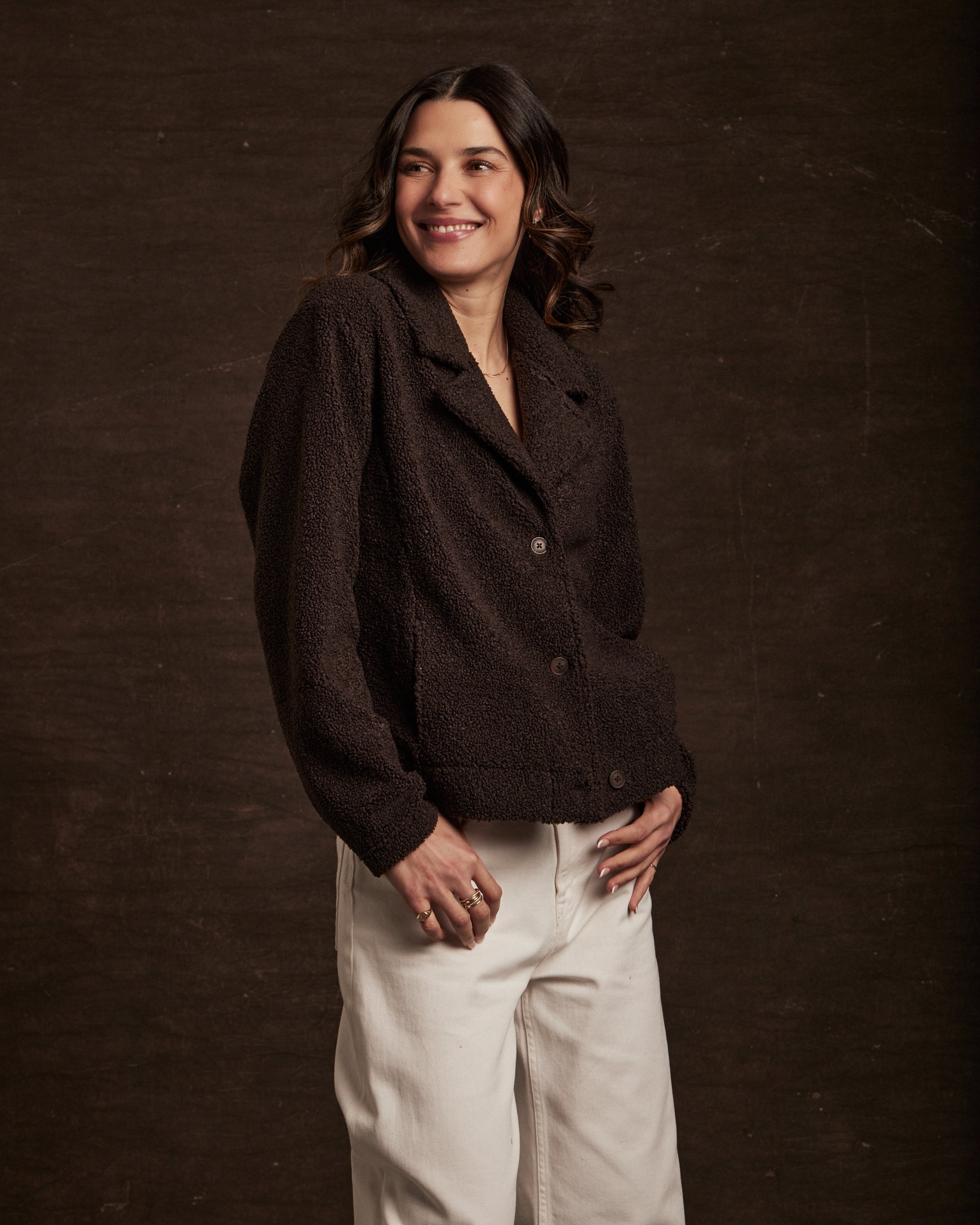 Women's Teddy Fleece Jacket in Chocolate