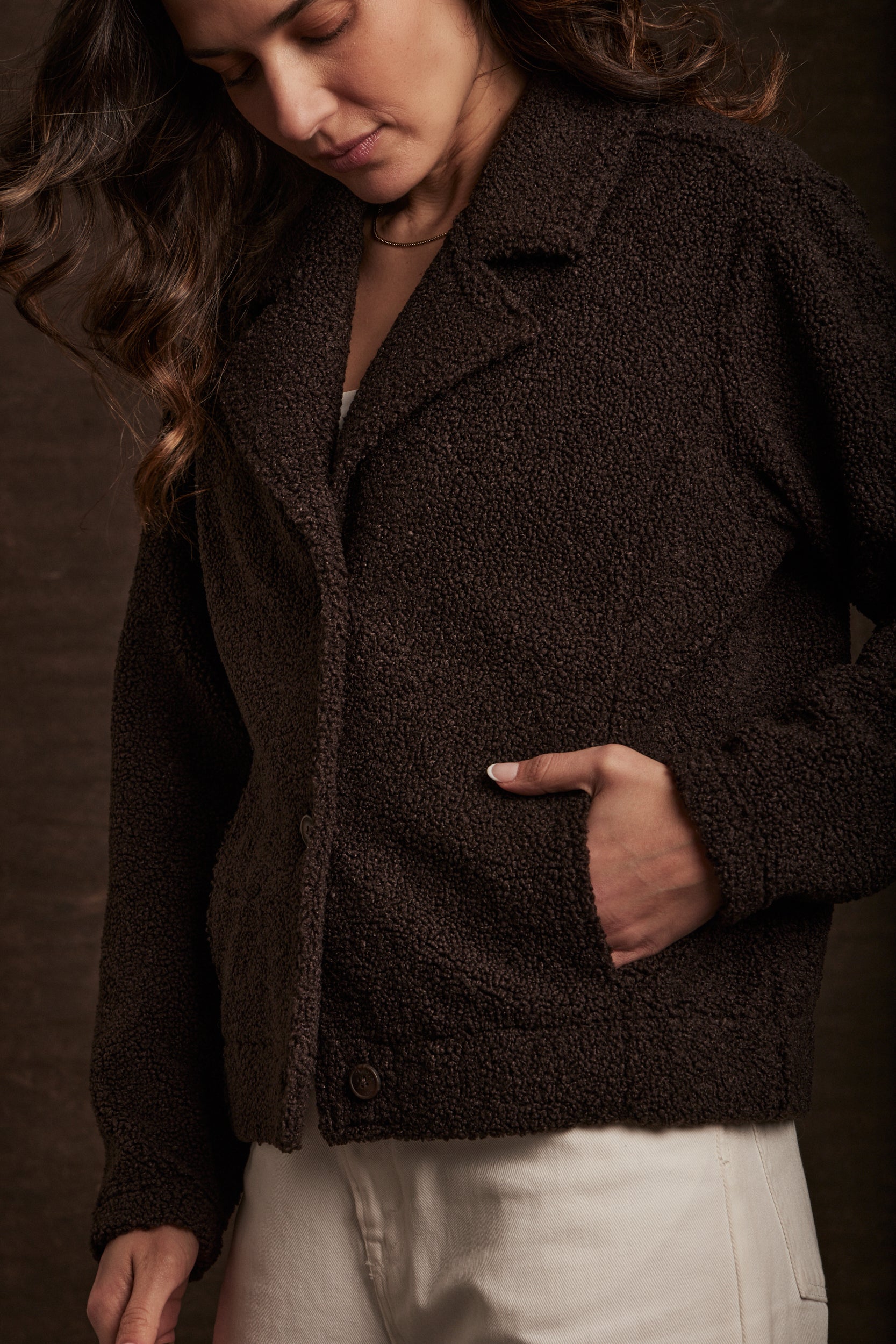 Women's Teddy Fleece Jacket in Chocolate