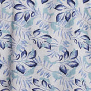 Fjord blue floral fabric pattern featuring leaves in shades of blue and green, ideal for a stylish camp shirt.