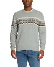 Nordic Crewneck Sweater in Pale Grey, featuring classic design and comfortable fit, worn by a man with jeans.
