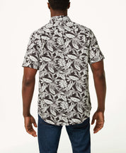 Men's Poplin Floral Print In Forged Iron shirt featuring a stylish floral pattern on the back, perfect for summer wear.
