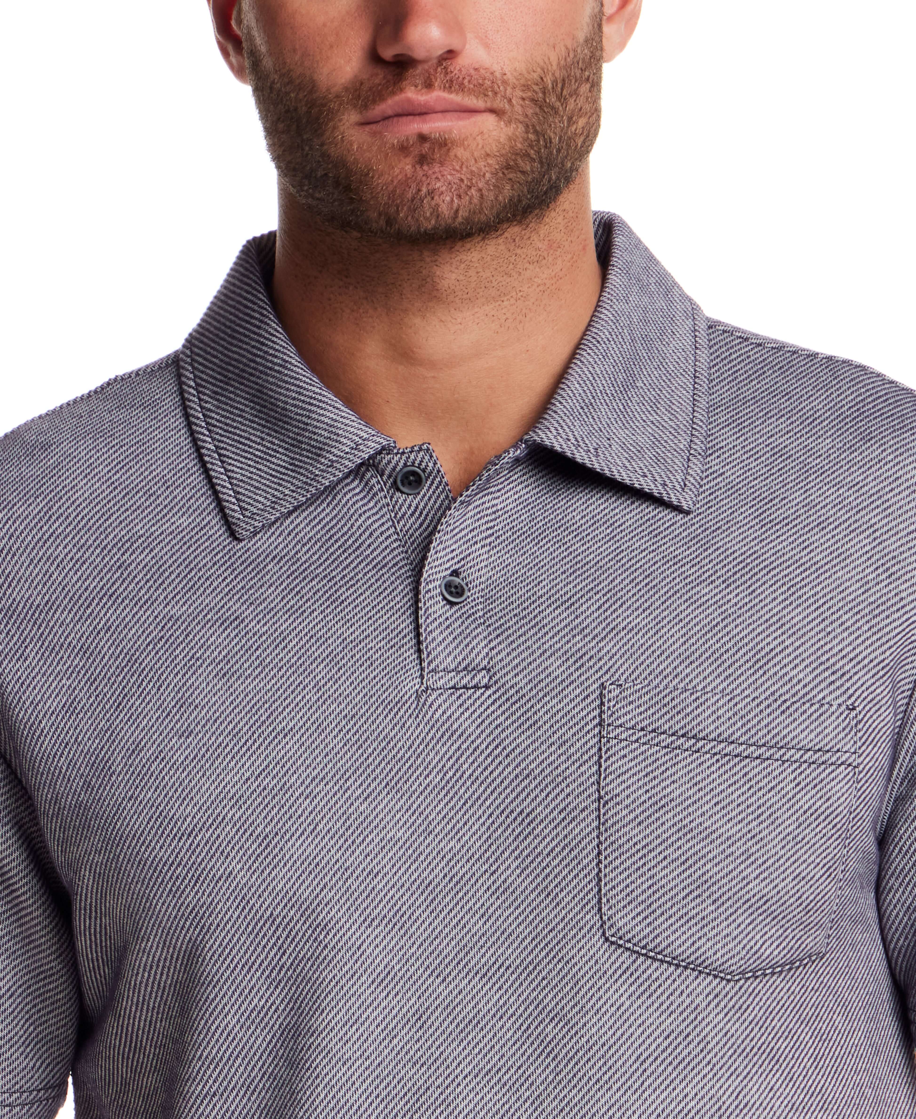 Short Sleeve Twill Polo in Peacoat Navy featuring a classic design, 2 button placket, and chest pocket.