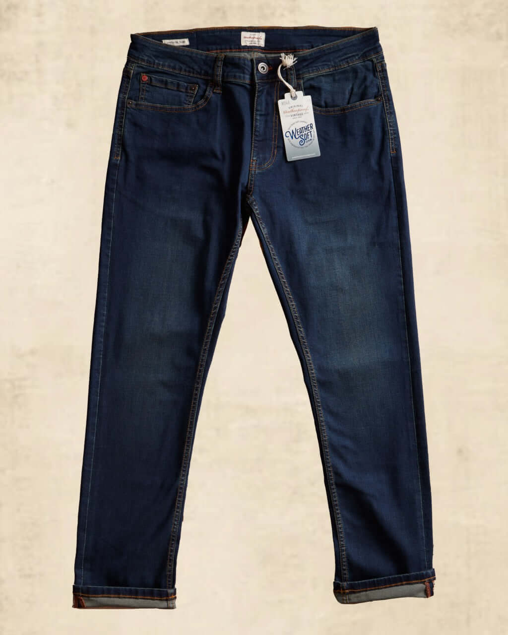 Slim fit denim jeans in moon shadow with all-way stretch for comfort and premium cotton blend.