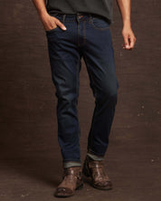 Men's slim fit denim jeans in Moon Shadow, featuring all-way stretch for comfort and a clean, stylish look.