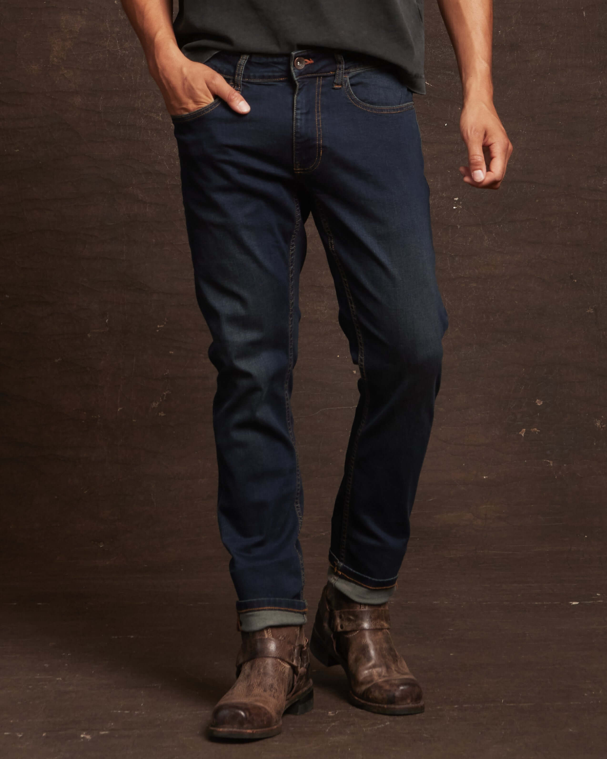Men's slim fit denim jeans in Moon Shadow, featuring all-way stretch for comfort and a clean, stylish look.