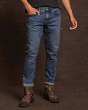 Slim fit denim jeans in Niagara, featuring All-Way stretch, premium cotton, and a comfortable lower waist design.