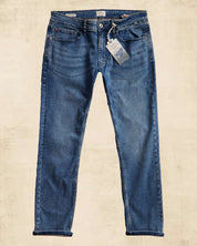 Slim fit denim jeans in Niagara with all-way stretch and premium cotton, showcasing comfort and style for men.