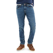 Slim fit denim jeans in rocker blue, featuring All-Way stretch for comfort and a stylish, clean look.