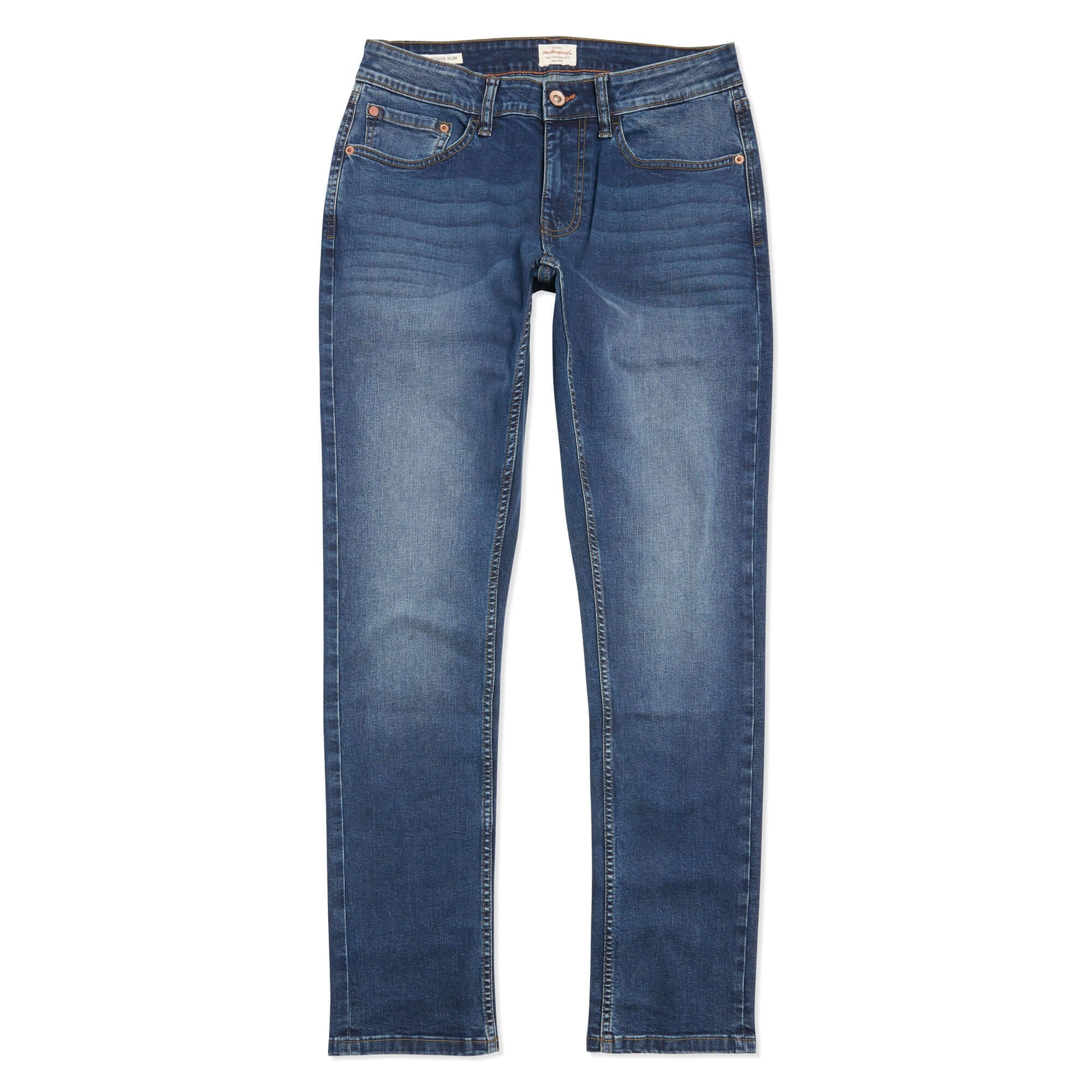 Slim fit denim jeans in soft blue, featuring All-Way stretch for comfort and a modern, tailored design for men.