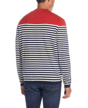 Striped Crew Neck In New Navy | Sweaters | Weatherproof Vintage