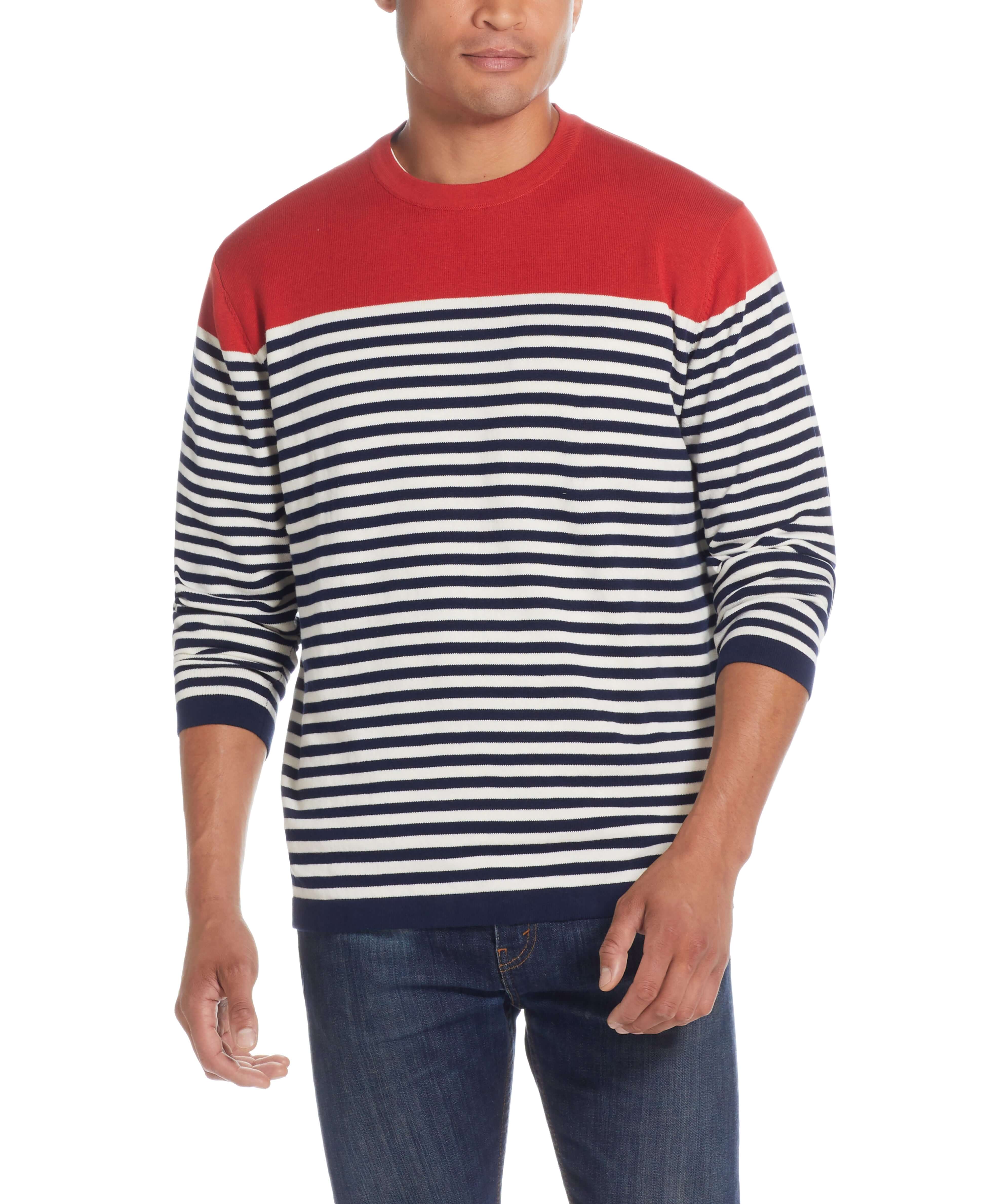 Striped Crew Neck In New Navy | Sweaters | Weatherproof Vintage