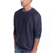Twill stonewash sweater in Blue Nights, featuring a classic roll-neck and airy twill stitch texture, ideal for year-round wear.