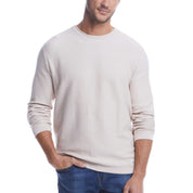 Twill Stonewash Sweater in Natural, showcasing a classic roll-neck style, soft cotton yarn, and a breathable twill knit. Perfect for transitions.