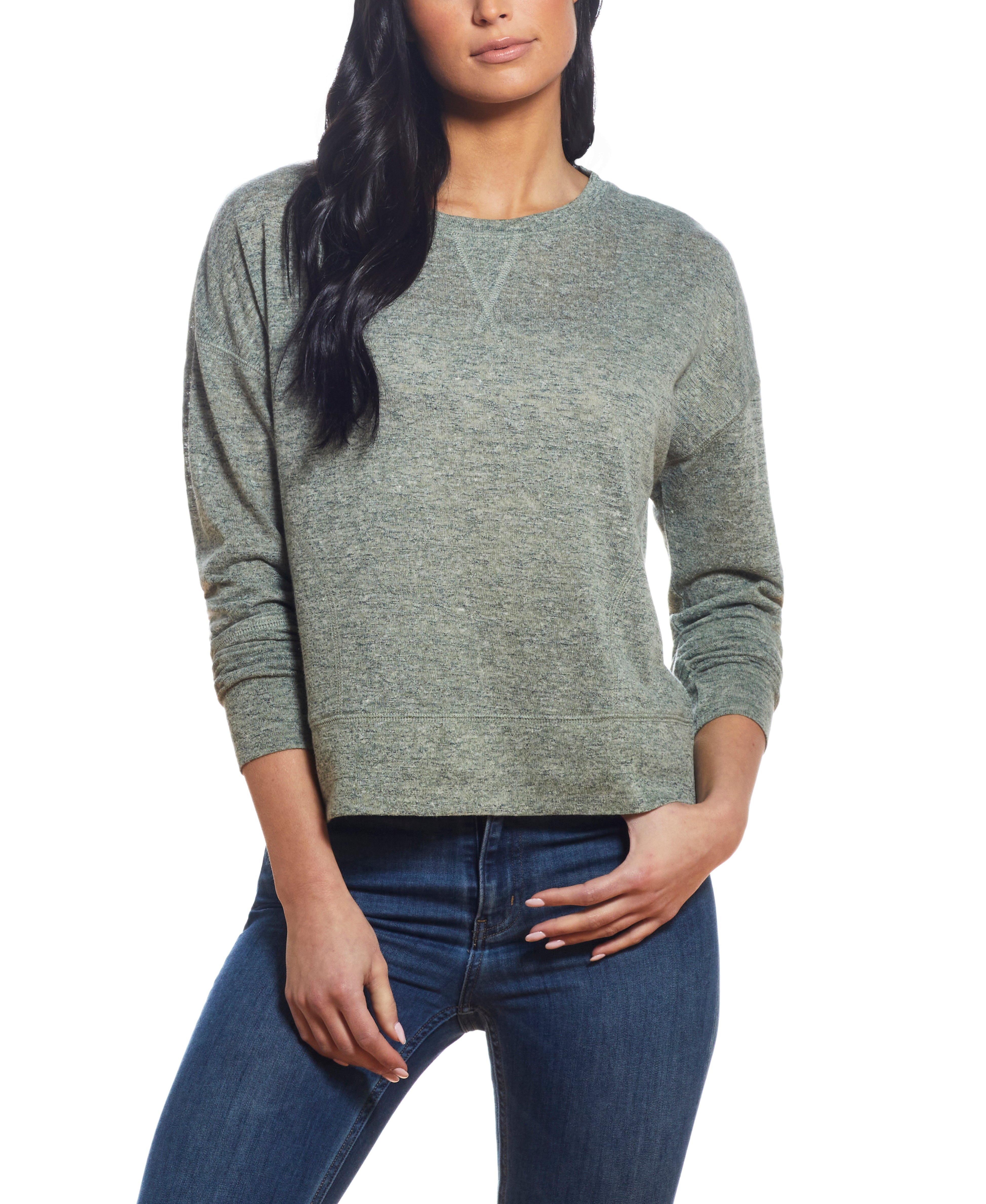 Texture Melange Sweater In Green
