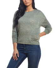 Texture Melange Sweater In Green