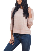 Texture Melange Sweater In Pink