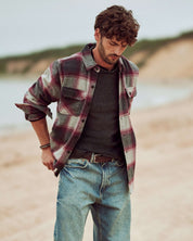 Brushed Unlined Shirt Jacket in Burgundy