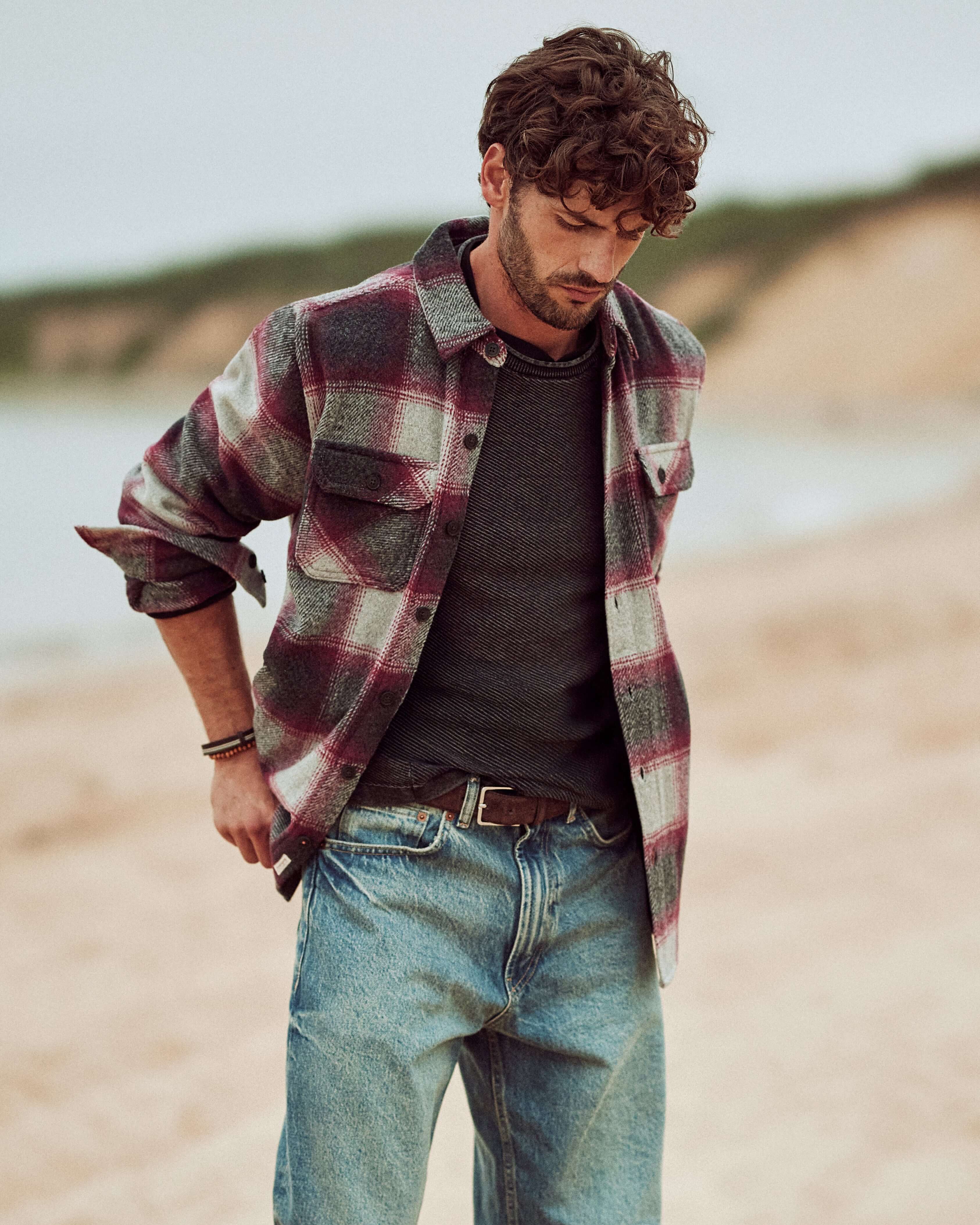 Brushed Unlined Shirt Jacket in Burgundy