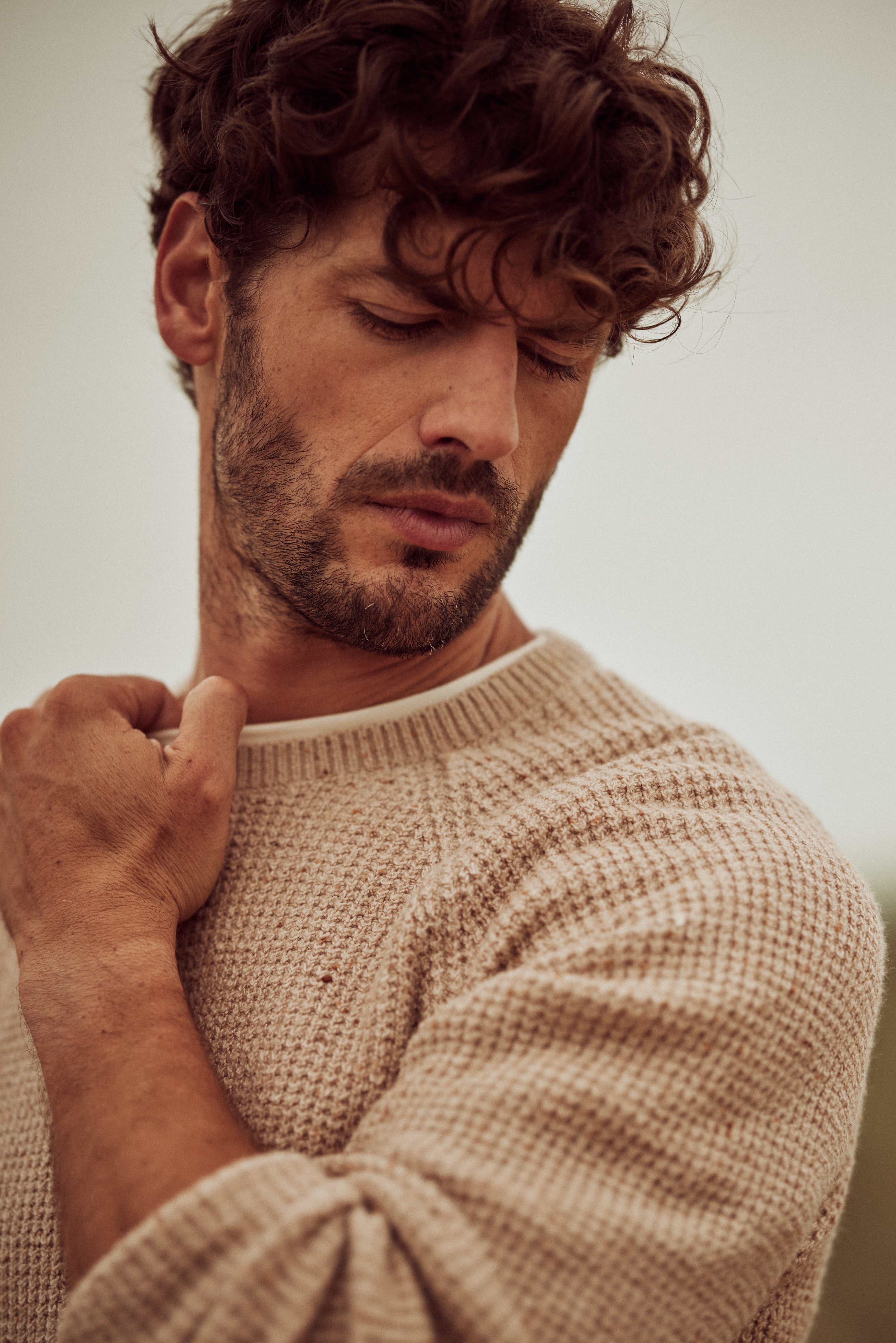 Waffle Crewneck Sweater in Fawn