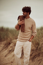 Waffle Crewneck Sweater in Fawn