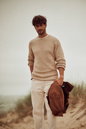 Waffle Crewneck Sweater in Fawn
