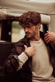Southwest Unlined Jacquard Overshirt in Chocolate Torte