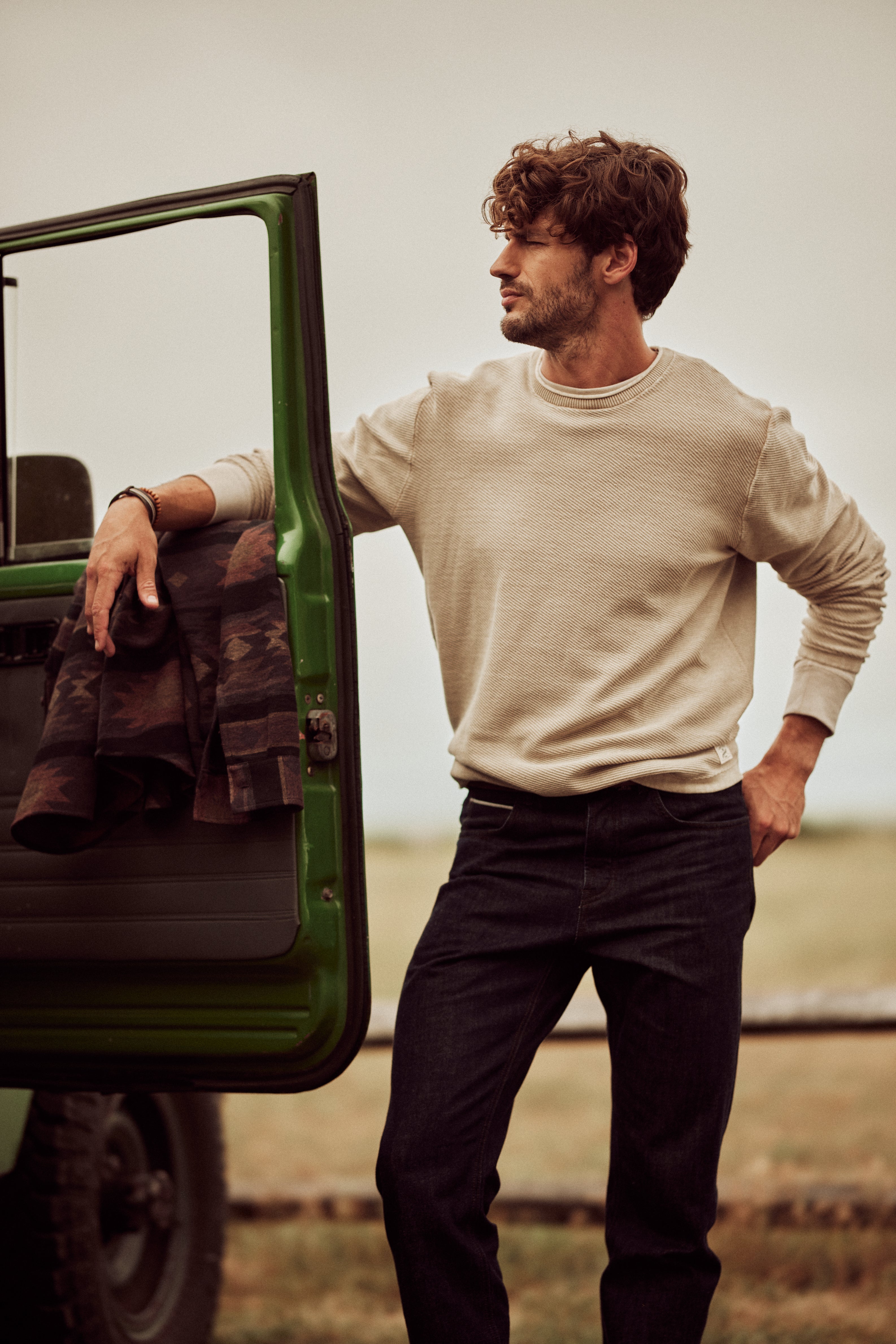 Twill Stonewash Sweater in Vintage Khaki