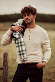 Soft Touch Vertical Stitch Sweater in Natural