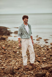 Long Sleeve Chambray Button-Down in Duck Green