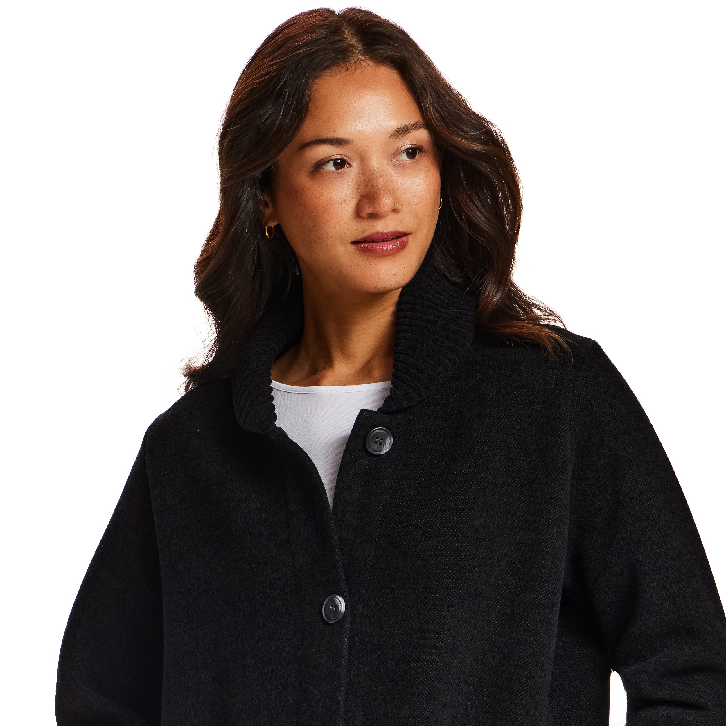 Chenille Sweater Coat in Black
